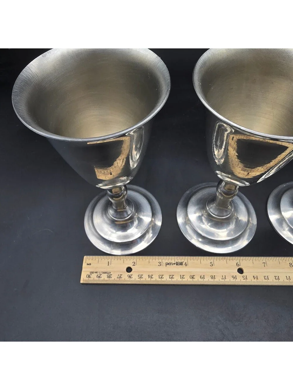 Vintage 2002 ASL Pewter Goblets Set of 4 Lead Free Signed MO